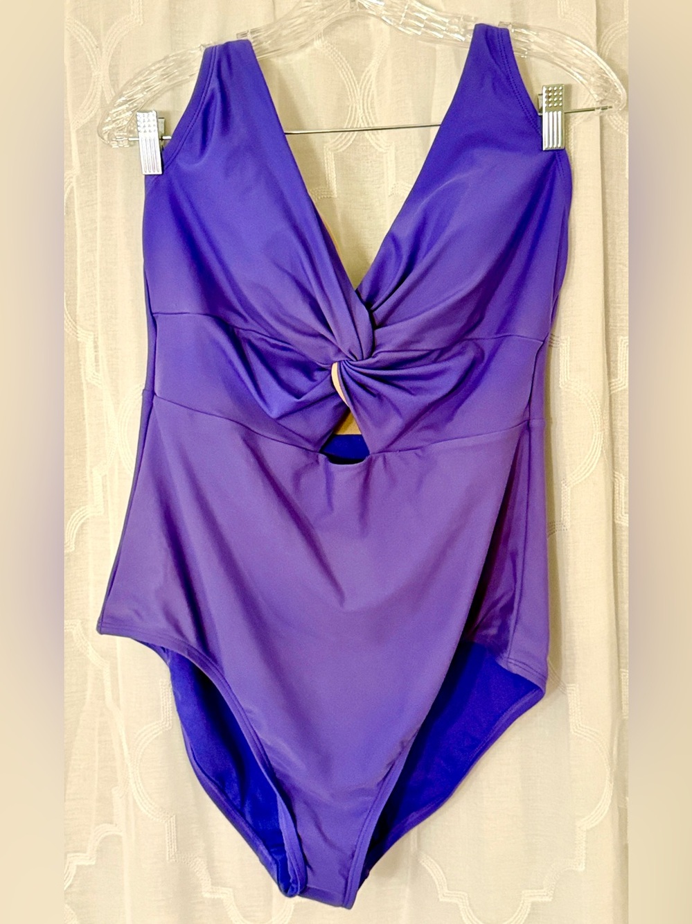 Kona Sol Purple Twist Front One-Piece Swimsuit XL 💜🌊